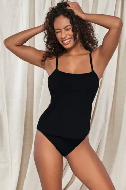 Plus Size|Underwire<Sunsets Pacifica Black Coralie Tankini Top