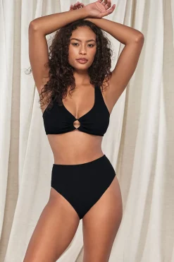 Plus Size|Wire-Free<Sunsets Pacifica Black Oceana Top