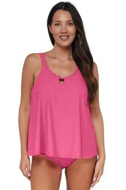 Plus Size|Wire-Free<Sunsets Pacifica Dragon Fruit Sadie Tankini Top