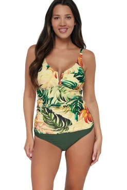 Plus Size|Underwire<Sunsets Amber Oasis Zuri V-Wire Tankini Top