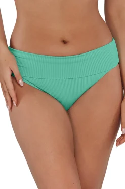 Plus Size|High-Waist<Sunsets Aqua Mist Sandbar Rib Hannah High Waist Bottom
