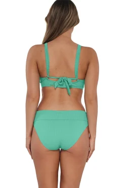 Plus Size|High-Waist<Sunsets Aqua Mist Sandbar Rib Hannah High Waist Bottom