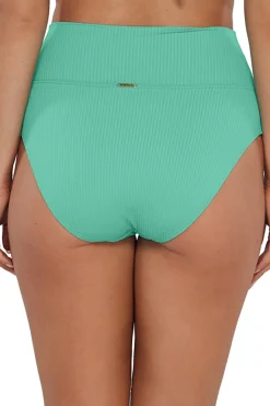 Plus Size|High-Waist<Sunsets Aqua Mist Sandbar Rib Hannah High Waist Bottom