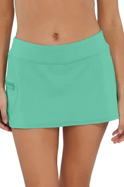 Plus Size<Sunsets Aqua Mist Sandbar Rib Sporty Swim Skirt