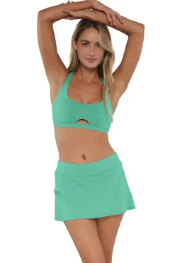 Plus Size<Sunsets Aqua Mist Sandbar Rib Sporty Swim Skirt