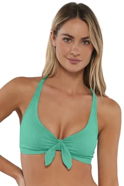 Wire-Free|Bikini Tops<Sunsets Aqua Mist Sandbar Rib Brandi Bralette Top