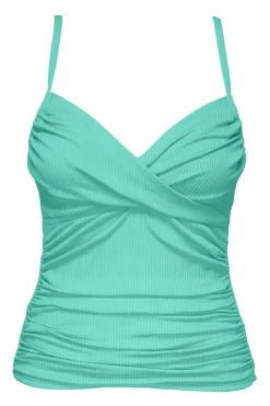 Wire-Free|Tankinis<Sunsets Aqua Mist Sandbar Rib Simone Tankini Top
