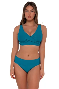 Plus Size|High-Waist<Sunsets Avalon Teal Hannah High Waist Bottom