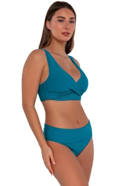 Plus Size|High-Waist<Sunsets Avalon Teal Hannah High Waist Bottom