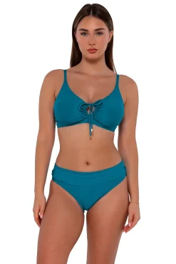 Plus Size|Underwire<Sunsets Avalon Teal Kauai Keyhole Top