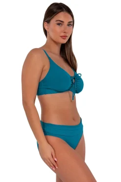 Plus Size|Underwire<Sunsets Avalon Teal Kauai Keyhole Top