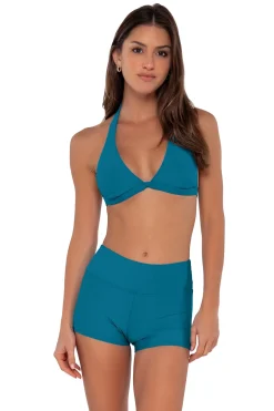 Plus Size|High-Waist<Sunsets Avalon Teal Kinsley Swim Short
