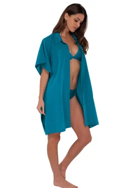 Cover-Ups<Sunsets Avalon Teal Shore Thing Tunic