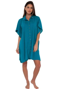 Cover-Ups<Sunsets Avalon Teal Shore Thing Tunic