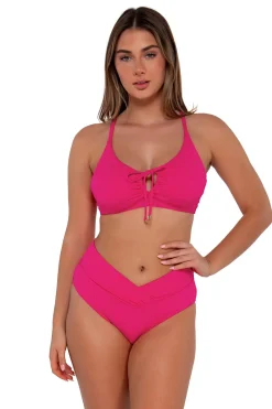 Plus Size|Bikini Bottoms<Sunsets Begonia Sandbar Rib Summer Lovin' V-Front Bottom