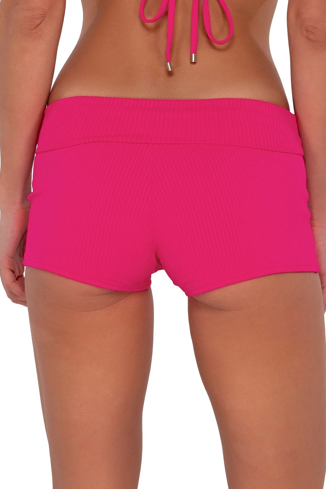 Plus Size|High-Waist<Sunsets Begonia Sandbar Rib Kinsley Swim Short