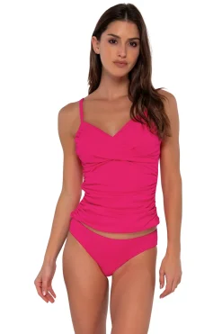 Wire-Free|Tankinis<Sunsets Begonia Sandbar Rib Simone Tankini Top