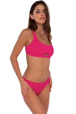 Wire-Free|Bikini Tops<Sunsets Begonia Sandbar Rib Brandi Bralette Top