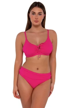 Plus Size|Underwire<Sunsets Begonia Sandbar Rib Kauai Keyhole Top