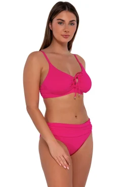 Plus Size|Underwire<Sunsets Begonia Sandbar Rib Kauai Keyhole Top
