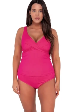 Plus Size|Underwire<Sunsets Begonia Sandbar Rib Elsie Tankini Top