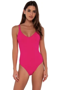 Classic<Sunsets Begonia Sandbar Rib Veronica One Piece