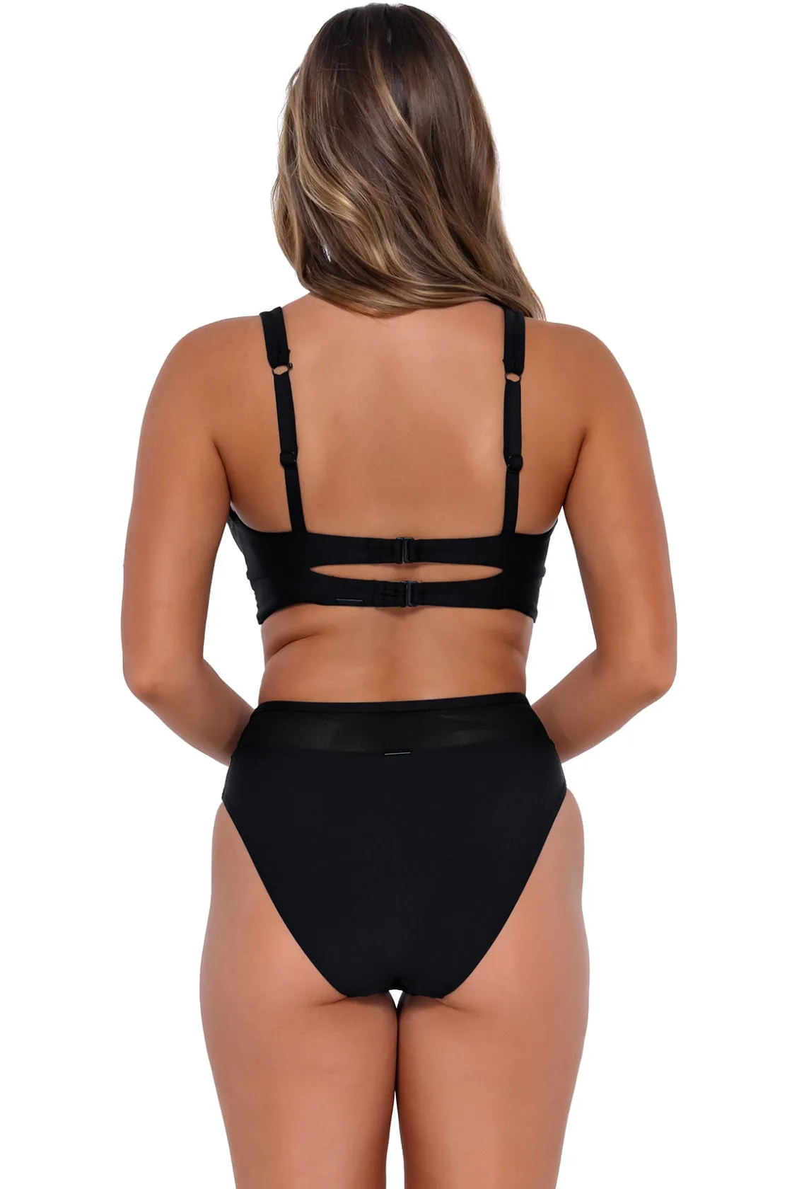 Plus Size|High-Waist<Sunsets Black Annie High Waist Bottom