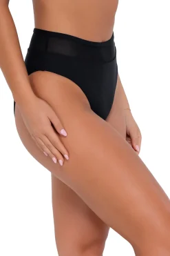 Plus Size|High-Waist<Sunsets Black Annie High Waist Bottom