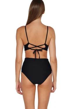 Plus Size|High-Waist<Sunsets Black Capri High Waist Bottom
