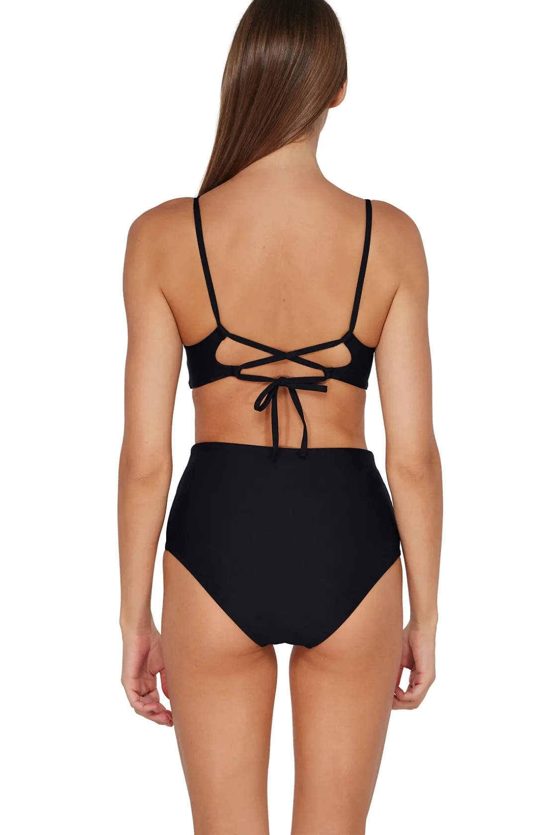 Plus Size|High-Waist<Sunsets Black Capri High Waist Bottom