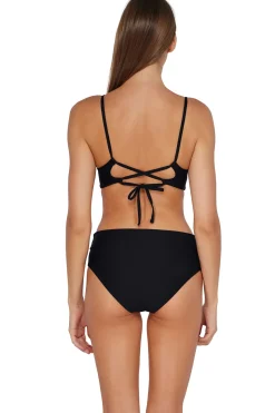 Plus Size|High-Waist<Sunsets Black Capri High Waist Bottom