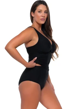 Plus Size|Bra-Sized<Sunsets Black Elsie Tankini Top
