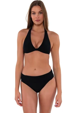 Wire-Free|Bikini Tops<Sunsets Black Faith Halter Top