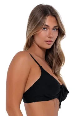 Plus Size|Bra-Sized<Sunsets Black Kauai Keyhole Top