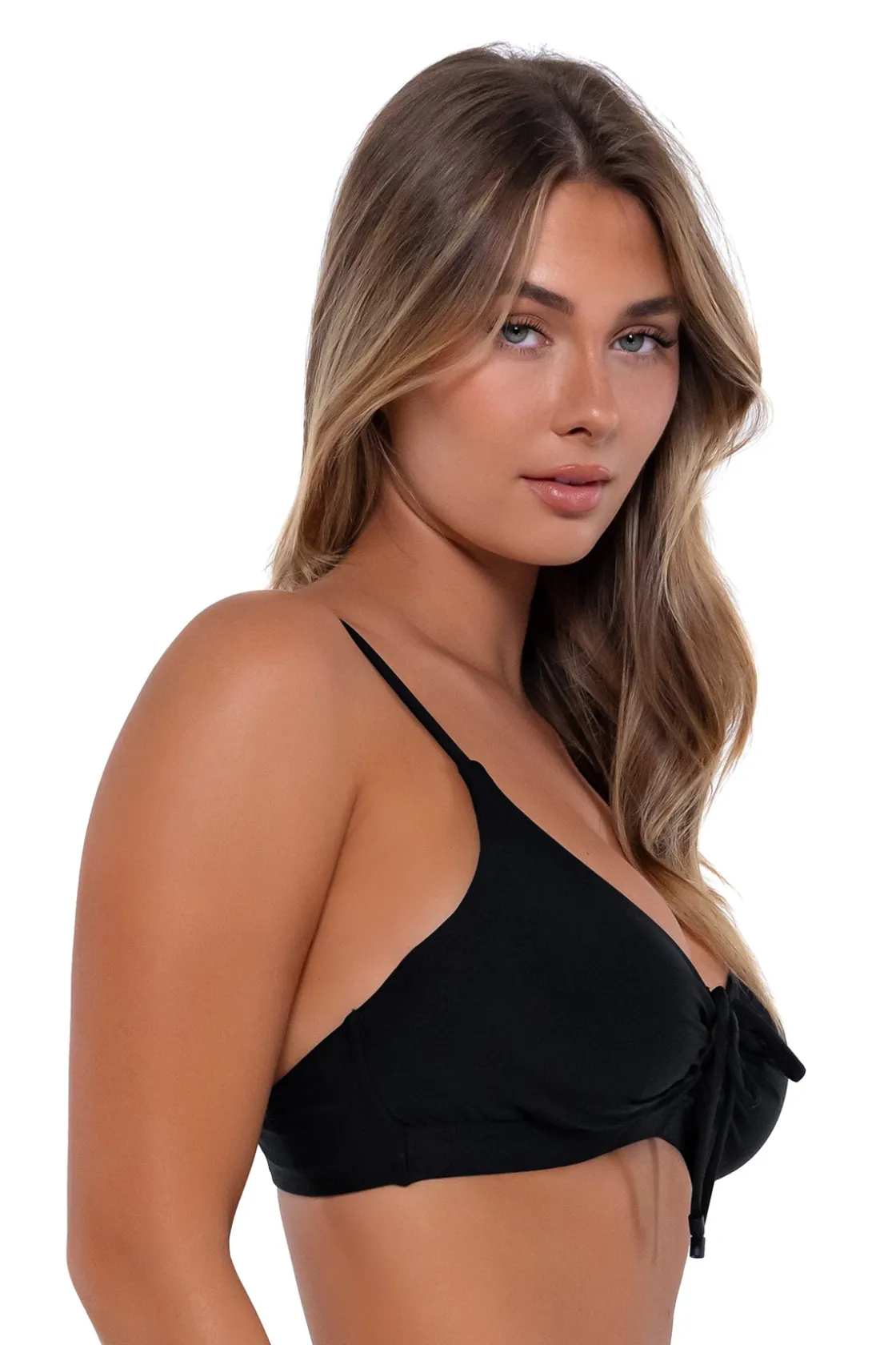 Plus Size|Bra-Sized<Sunsets Black Kauai Keyhole Top