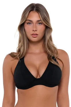 Plus Size|Underwire<Sunsets Black Muse Halter Top