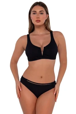 Plus Size|Underwire<Sunsets Black Seagrass Texture Vienna V-Wire Top