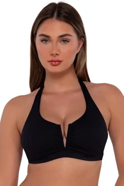Plus Size|Underwire<Sunsets Black Seagrass Texture Vienna V-Wire Top