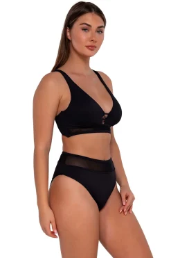 Plus Size|Underwire<Sunsets Black Seagrass Texture Danica Top