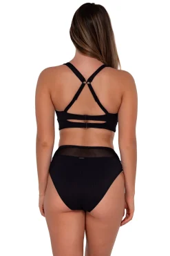 Plus Size|Underwire<Sunsets Black Seagrass Texture Danica Top