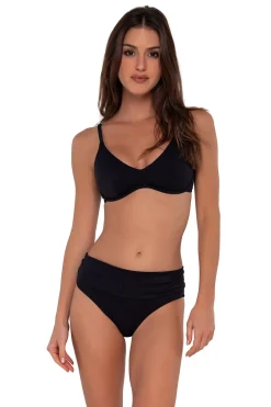 Plus Size|Bikini Bottoms<Sunsets Black Seagrass Texture Unforgettable Bottom