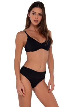 Plus Size|Bikini Bottoms<Sunsets Black Seagrass Texture Unforgettable Bottom