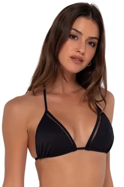 Wire-Free|Bikini Tops<Sunsets Black Seagrass Texture Laney Triangle Top