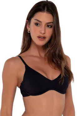 Underwire|Bikini Tops<Sunsets Black Seagrass Texture Brooke U-Wire Top