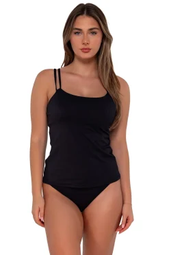 Plus Size|Underwire<Sunsets Black Seagrass Texture Taylor Tankini Top