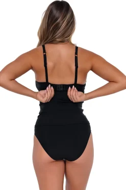 Plus Size|Bra-Sized<Sunsets Black Serena Tankini Top