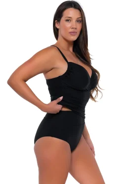 Plus Size|Bra-Sized<Sunsets Black Serena Tankini Top