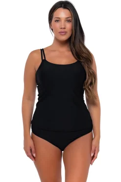 Plus Size|Underwire<Sunsets Black Taylor Tankini Top