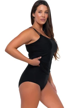 Plus Size|Underwire<Sunsets Black Taylor Tankini Top