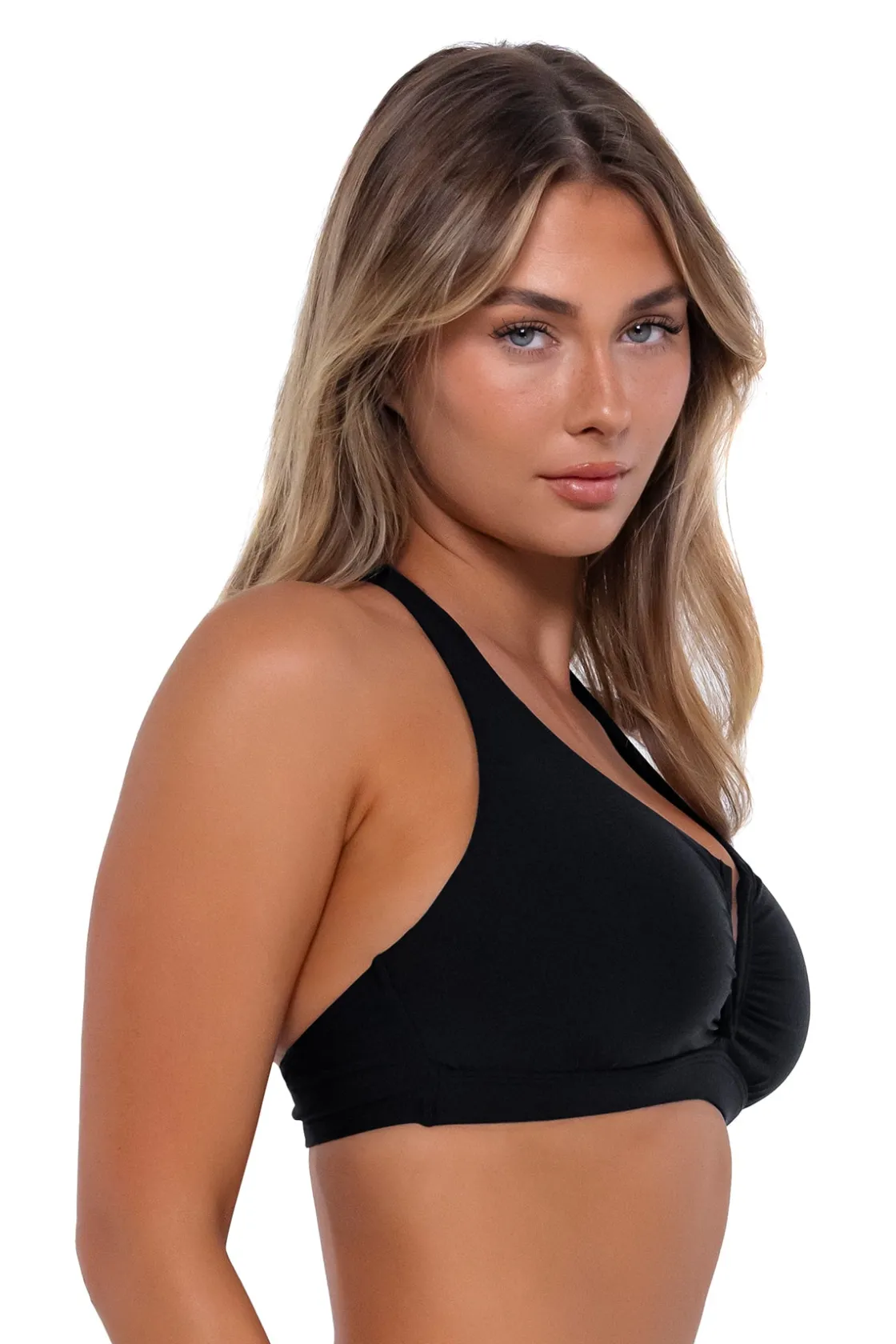 Plus Size|Underwire<Sunsets Black Vienna V-Wire Top